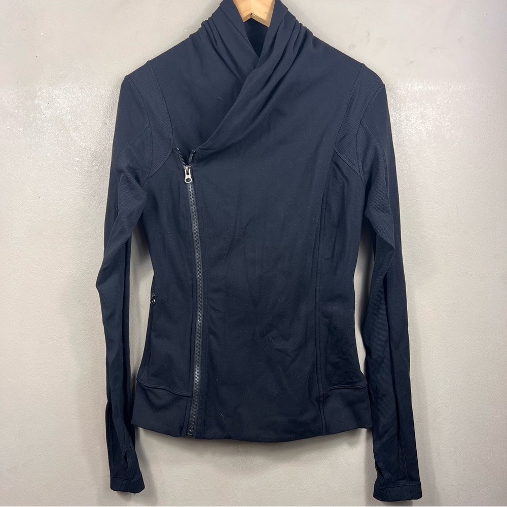 lululemon athletica Black Asymmetrical Zip Bomber Jacket